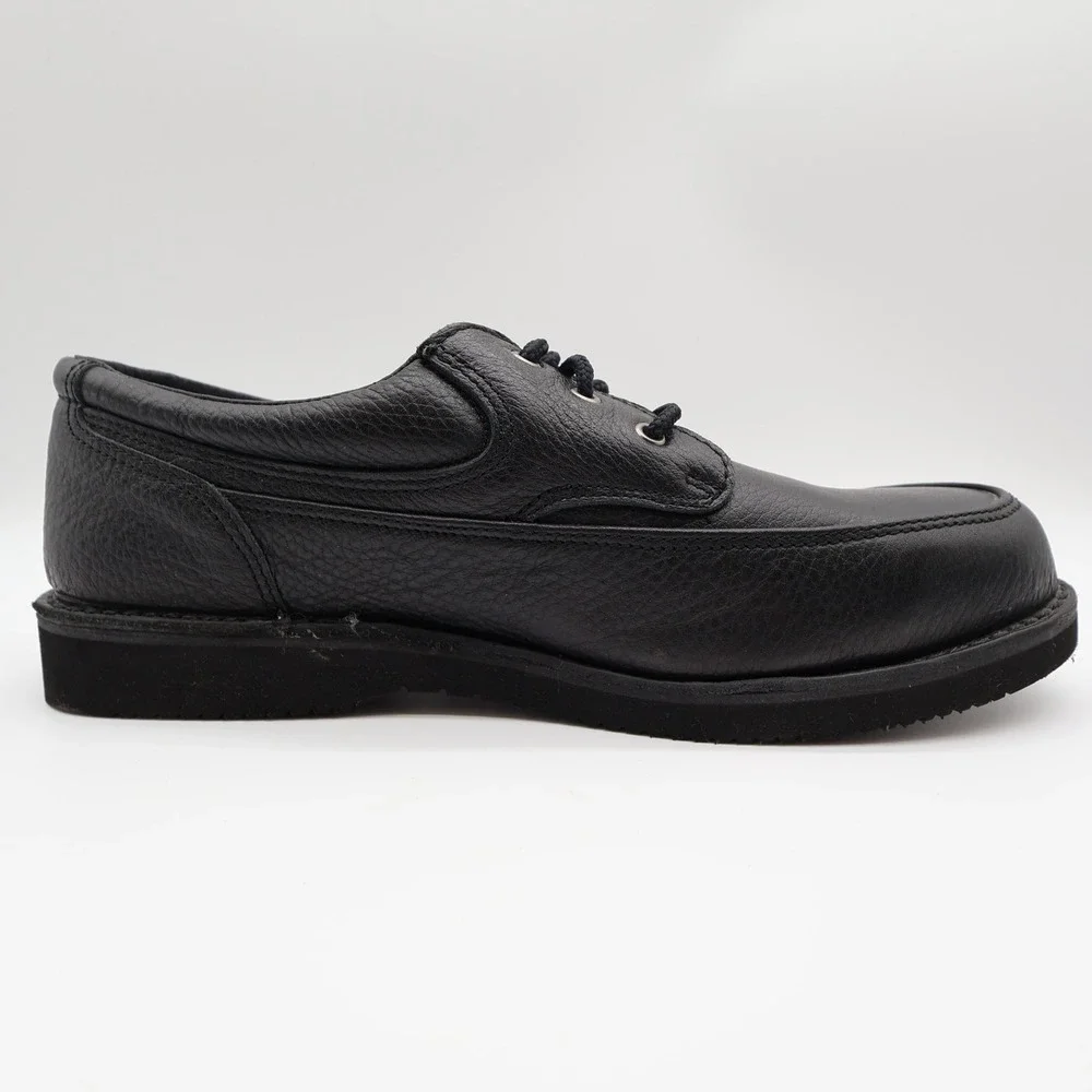 Rucks Work Shoes Mens 10 Black Leather Vintage Steel Toe Oxford W4570 NOS